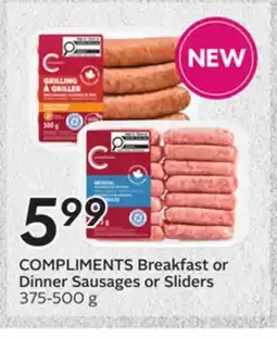 Sobeys COMPLIMENTS Breakfast or Dinner Sausages or Sliders offer