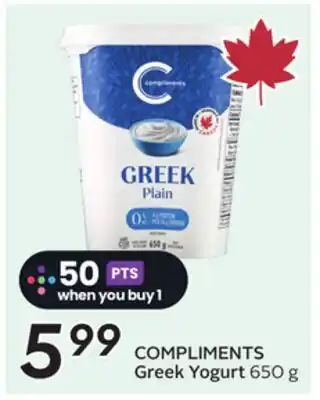Sobeys COMPLIMENTS Greek Yogurt offer