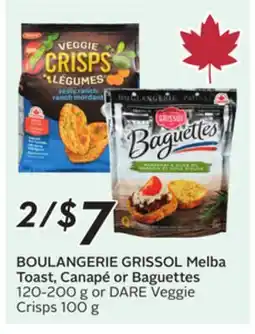 Sobeys BOULANGERIE GRISSOL Melba Toast, Canapé or Baguettes offer