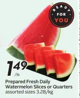 Sobeys Prepared Fresh Daily Watermelon Slices or Quarters offer