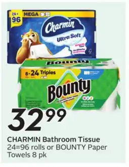 Sobeys CHARMIN Bathroom Tissue 24=96 rolls or BOUNTY Paper Towels offer