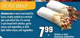 Marché Adonis CHICKEN OR BEEF SHAWARMA SANDWICHES offer