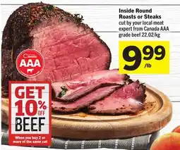 Foodland Inside Round Roasts or Steaks offer