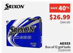 Sports Experts SRIXON AD333 Box of 12 golf balls offer