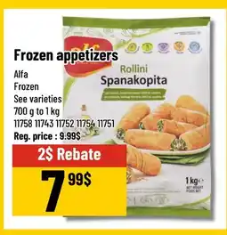 Mayrand Alfa Frozen appetizers offer