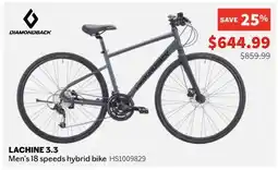 Sports Experts DIAMONDBACK LACHINE 3.3 Men's 18 speeds hybrid bike offer