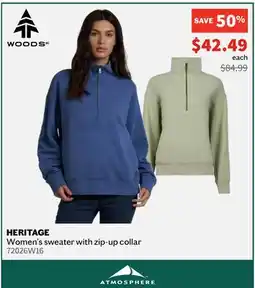 Sports Experts WOODS HERITAGE Women's sweater with zip-up collar offer