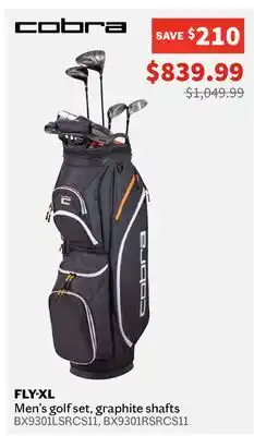 Sports Experts cobra FLYXL Men's golf set, graphite shafts offer