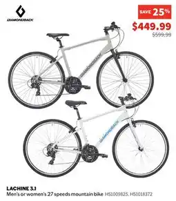 Sports Experts DIAMONDBACK LACHINE 3.1 Men's or women's 27 speeds mountain bike offer