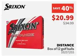 Sports Experts SRIXON DISTANCE Box of 12 golf balls offer