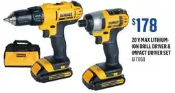 Canac 20 V Max Lithium-Ion Drill Driver & Impact Driver Set offer