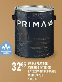 Canac Prima Flat for Ceilings Interior Latex Paint Ultimate White offer