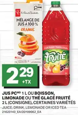 L'Intermarché JUS 1 L OU BOISSON, LIMONADE OU THÉ GLACÉ, 2L | JUICE, DRINK, LEMONADE OR ICED TEA offer