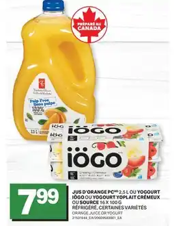 L'Intermarché JUS D'ORANGE, 2,5 L OU YOGOURT OU YOGOURT CRÉMEUX OU SOURCE 16 X 100 G | ORANGE JUICE OR YOGURT offer