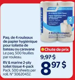 Walmart Camco RV & marine 2-ply toilet tissue 4-pack offer