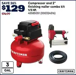 RONA Compressor and 2 finishing nailer combo kit 1/3 HP offer