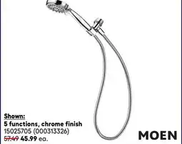 RONA Moen 5 functions, chrome finish offer