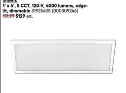 RONA 1' x 4', 5 CCT, 120-V, 4000 lumens, edge- lit, dimmable offer