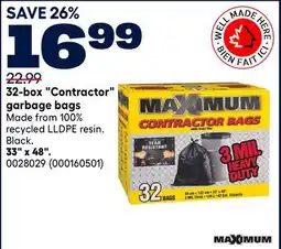 RONA MAXIMUM 32-box Contractor garbage bags 33 x 48 offer