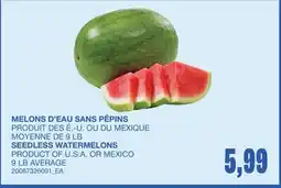 Wholesale Club MELONS D'EAU SANS PÉPINS, MOYENNE DE 9 LB offer