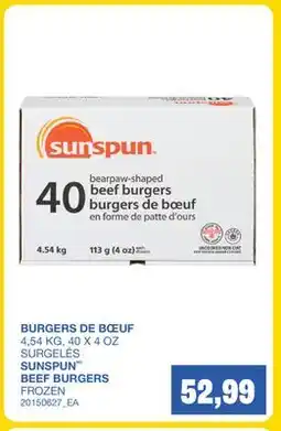 Wholesale Club BURGERS DE BŒUF, 4,54 KG, 40 X 4 OZ offer