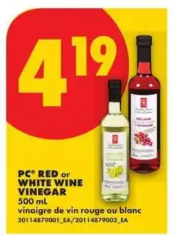 No Frills PC RED or WHITE WINE VINEGAR offer