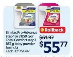 Walmart Similac Pro-Advance or Total Comfort Baby Powder Formula offer