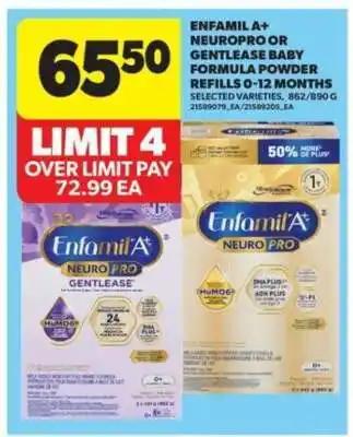 Real Canadian Superstore Enfamil A+ NeuroPro or Gentlease Baby Formula Powder Refills offer