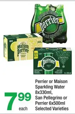 Highland Farms Perrier or Maison Sparkling Water, 8x330ml, San Pellegrino or Perrier 6x500ml offer