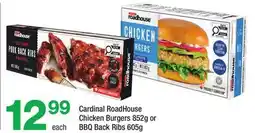 Highland Farms Cardinal RoadHouse Chicken Burgers 852g or BBQ Back Ribs 605g offer