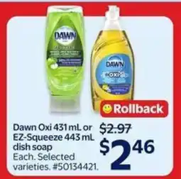 Walmart Dawn Oxi or EZ-Squeeze Dish Soap offer