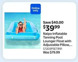 Walmart Naipo Inflatable Tanning Pool Lounger Float with Adjustable Pillow offer