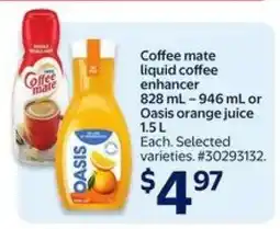 Walmart Coffee mate liquid coffee enhancer or Oasis orange juice offer