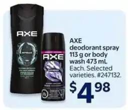 Walmart AXE deodorant spray or body wash offer