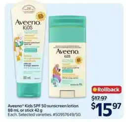 Walmart Aveeno Kids SPF 50 Sunscreen offer