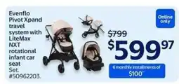 Walmart Evenflo Pivot Xpand travel system with LiteMax NXT rotational infant car seat Set offer