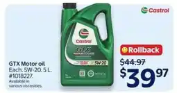 Walmart GTX Motor oil offer