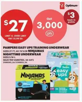Real Canadian Superstore Pampers Easy Ups Training Underwear or Ninjamas Nighttime Underwear offer
