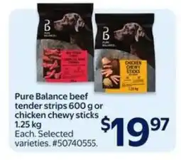 Walmart Pure Balance beef tender strips or chicken chewy sticks offer
