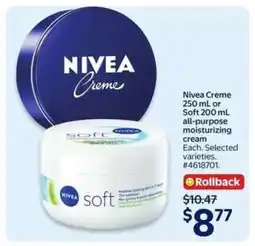Walmart NIVEA Creme or Soft offer