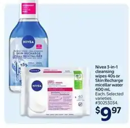 Walmart Nivea 3-in-1 Cleansing Wipes or Skin Recharge Micellar Water offer