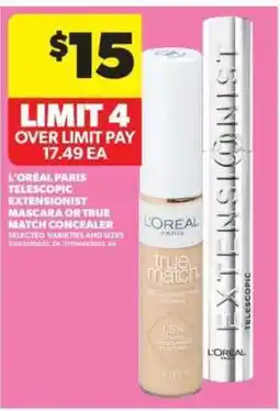 Real Canadian Superstore L'Oréal Paris Telescopic Extensionist Mascara or True Match Concealer offer