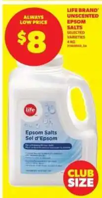 Real Canadian Superstore Life Brand Unscented Epsom Salts offer