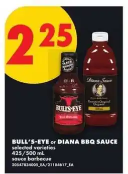 No Frills Bull's-Eye or Diana BBQ Sauce offer