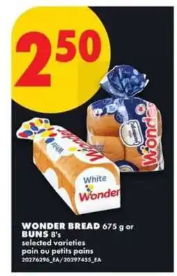 No Frills WONDER BREAD 675 g or BUNS 8's offer