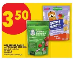 No Frills GERBER ORGANIC or PREMIUM SNACKS offer