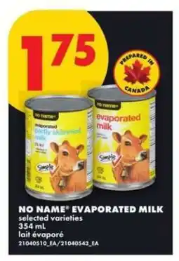 No Frills NO NAME EVAPORATED MILK offer