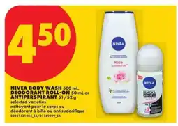No Frills NIVEA BODY WASH, DEODORANT ROLL-ON or ANTIPERSPIRANT offer
