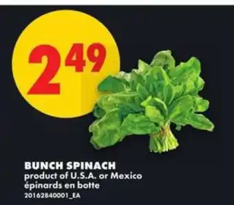 No Frills BUNCH SPINACH offer