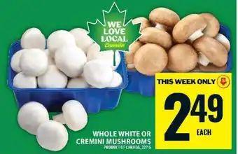 Food Basics WHOLE WHITE OR CREMINI MUSHROOMS offer
